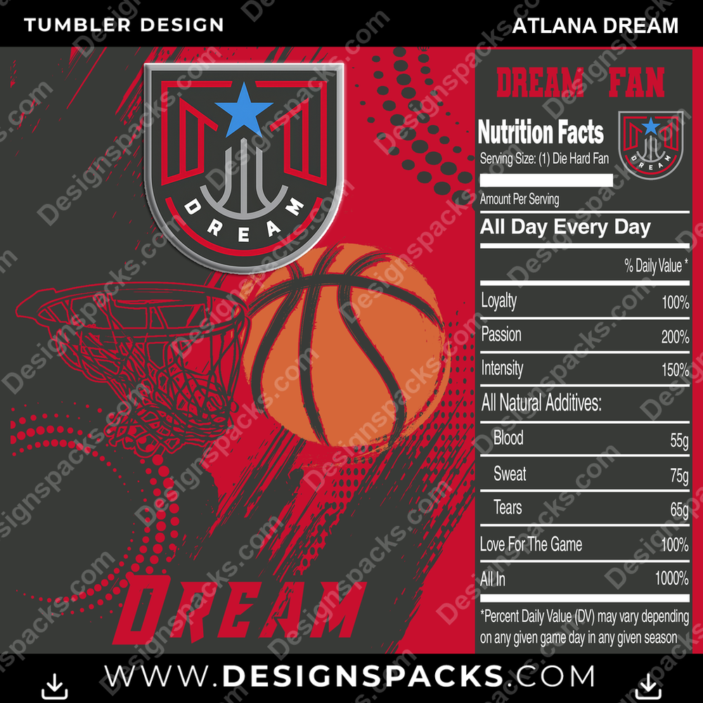 Basketball Team Fan Atlana Dream Tumbler Digital Wrap Design