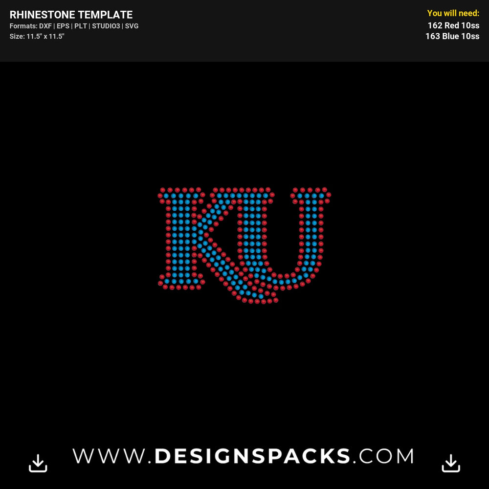 Ku University Of Kansas Logo Rhinestone Digital Template