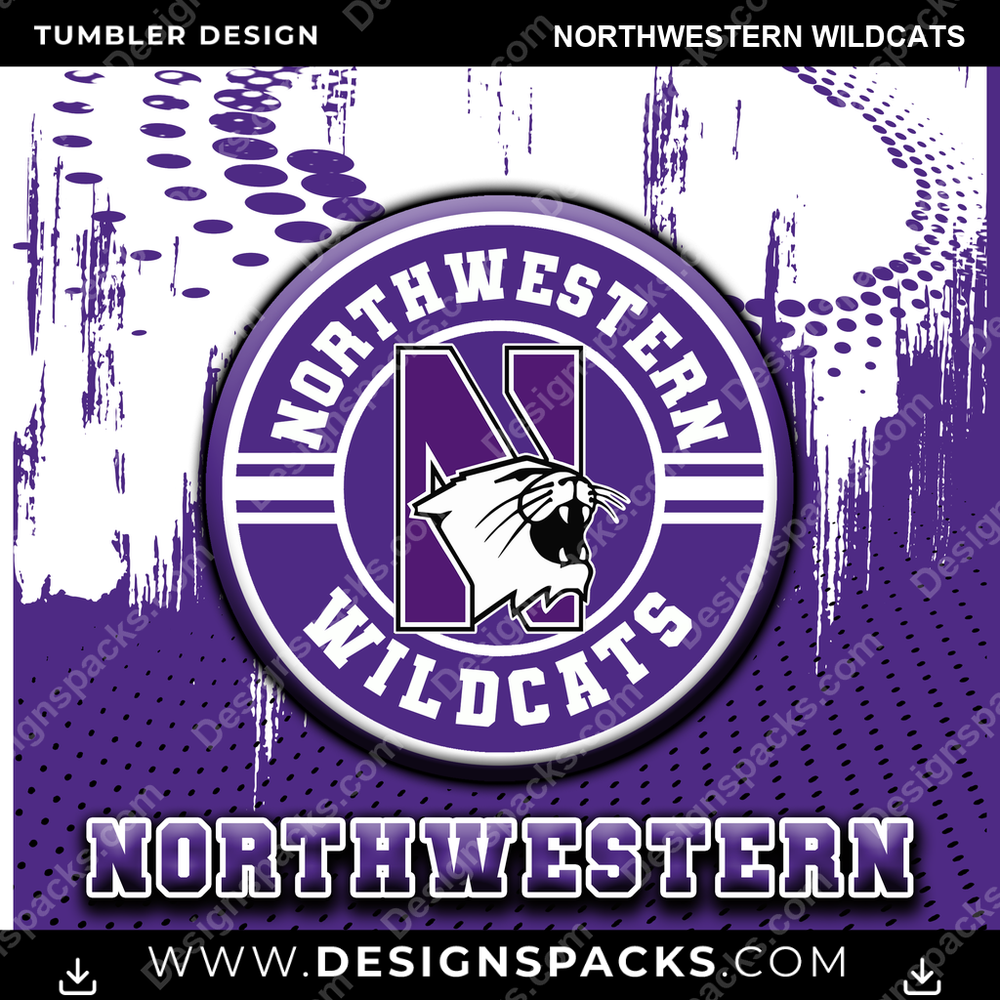 College Sport Dot Logo Northwestern Wildcats NCAA College Sport Tumbler Digital Wrap Design Download
