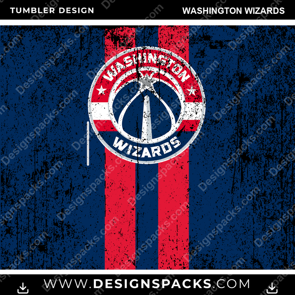 Basketball Grunge Style Washington Wizards Tumbler Digital Wrap Design