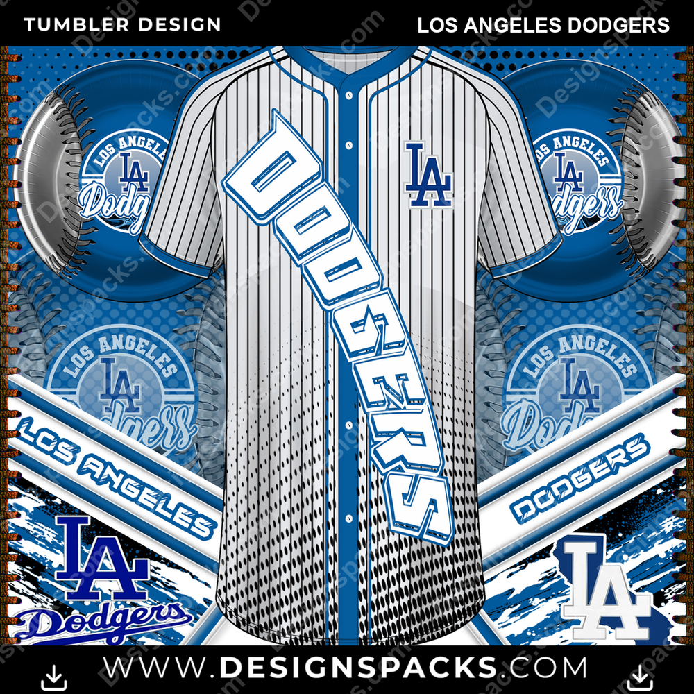Baseball BB Jersey Los Angeles Dodgers Tumbler Digital Wrap Design