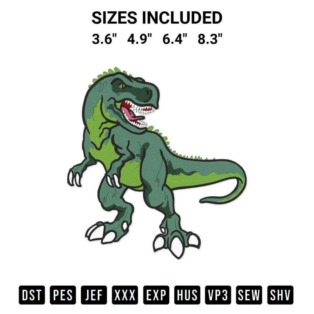 Download the Dinosaur Tyrannosaurus Embroidery Design machine embroidery design exclusively at Designspacks.com. Premium digitized pattern for apparel and DIY crafts. Available sizes: 3.6", 4.9", 6.4", 8.3".