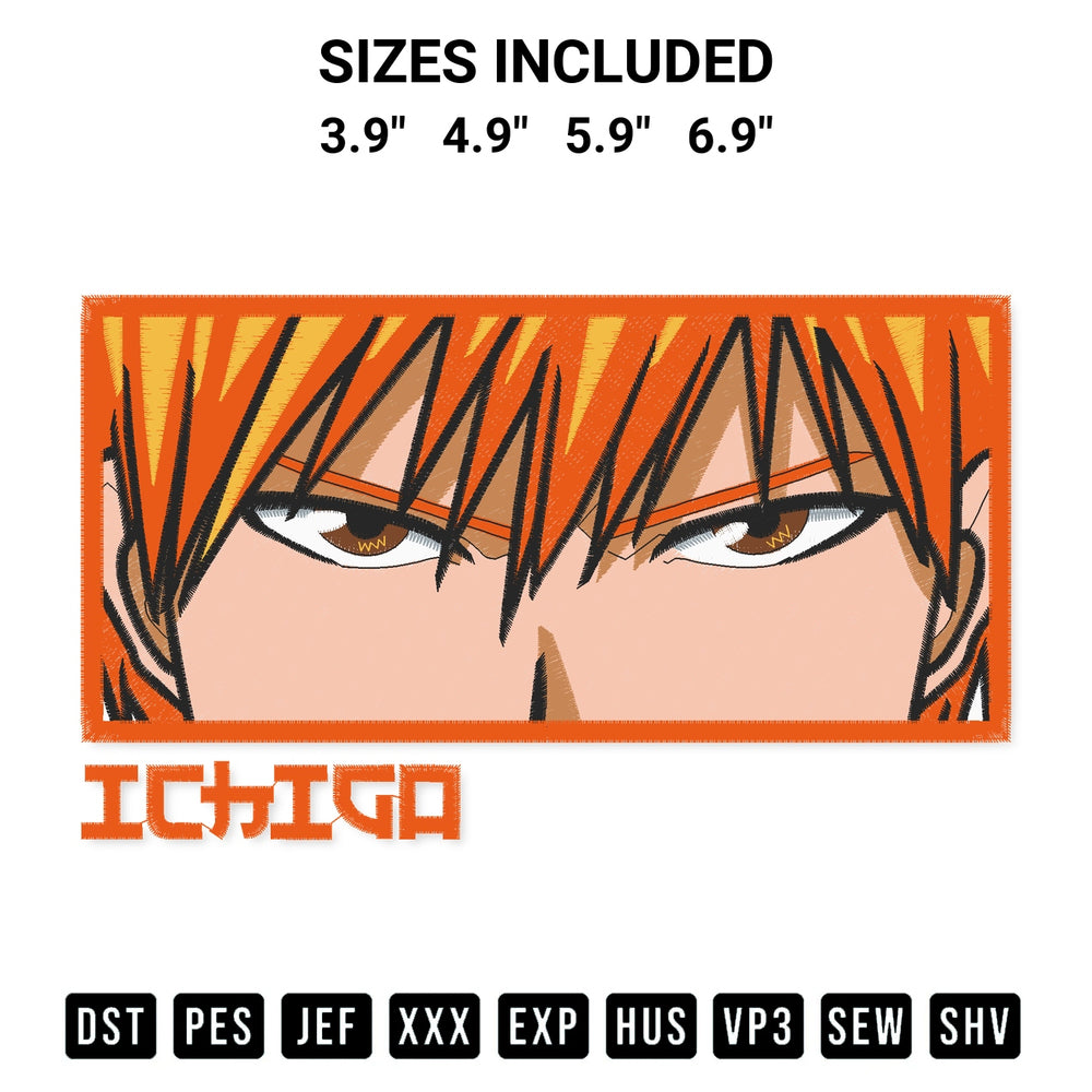 Discover the perfect addition to your crafting collection: Kurosaki Ichigo Eyes Embroidery Design embroidery file. Instantly available at Designspacks.com. Available sizes: 3.9", 4.9", 5.9", 6.9".