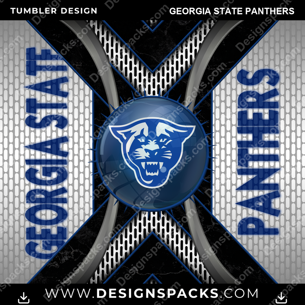 College Sport Metal Grating Georgia State Panthers NCAA College Sport Tumbler Digital Wrap Design Download