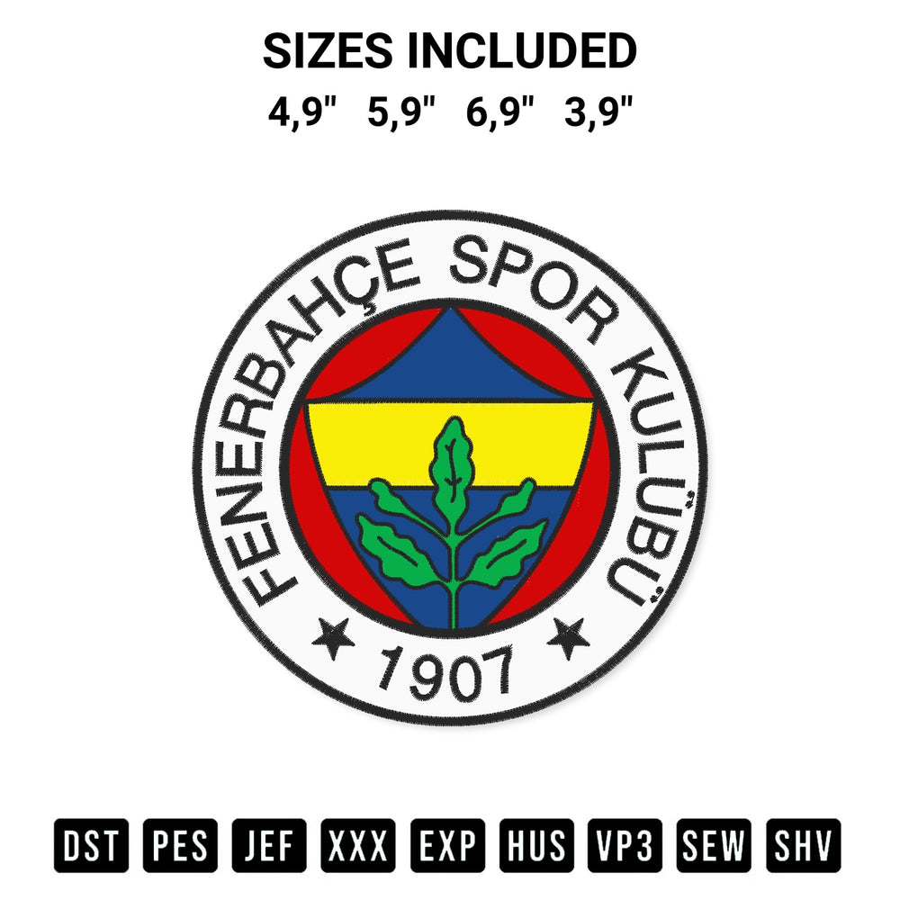 Get the Fenerbahce Logo Embroidery Design embroidery design for your custom crafts! Premium digitized files available for instant download at Designspacks.com. Available sizes: 4,9", 5,9", 6,9", 3,9".