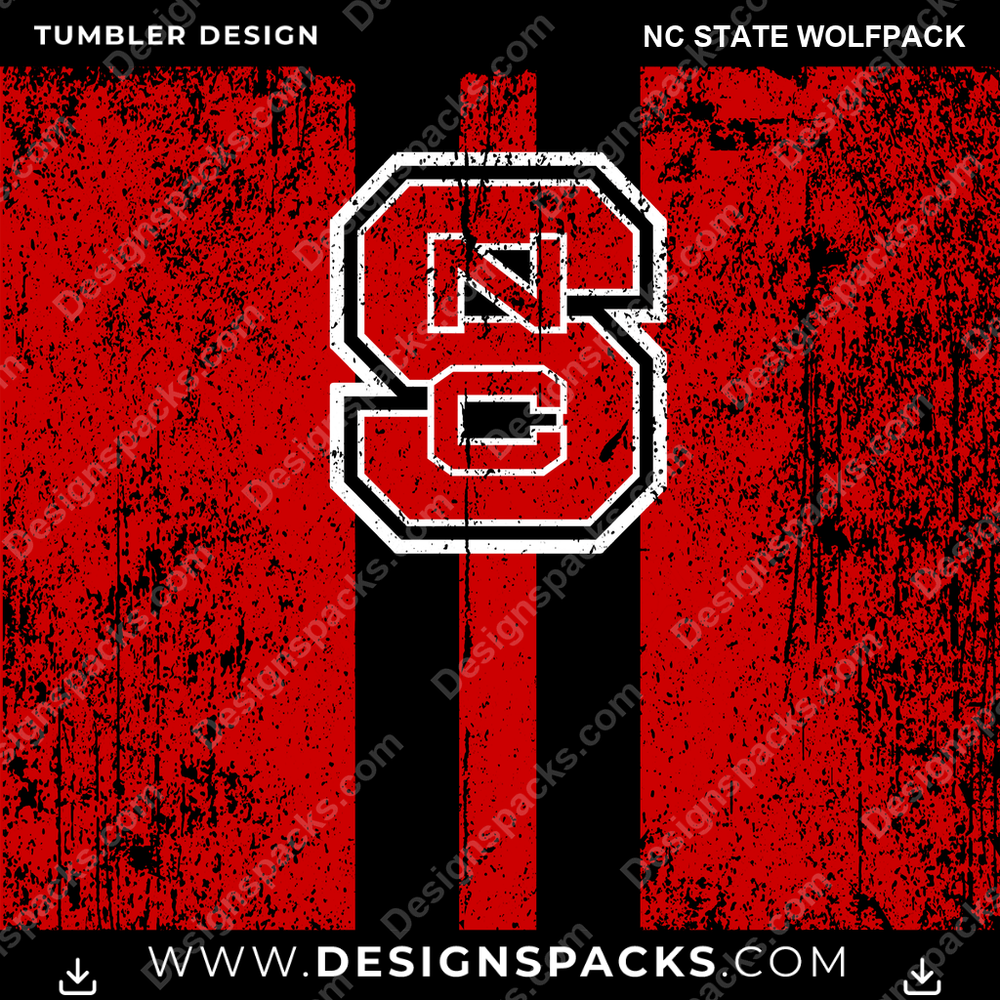 College Sport Grunge Style Nc State Wolfpack Tumbler Digital Wrap Design