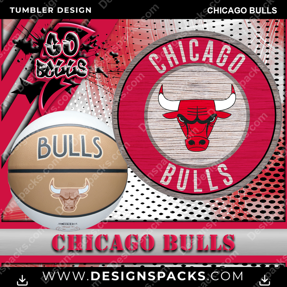 Basketball Go Team Chicago Bulls Tumbler Digital Wrap Design