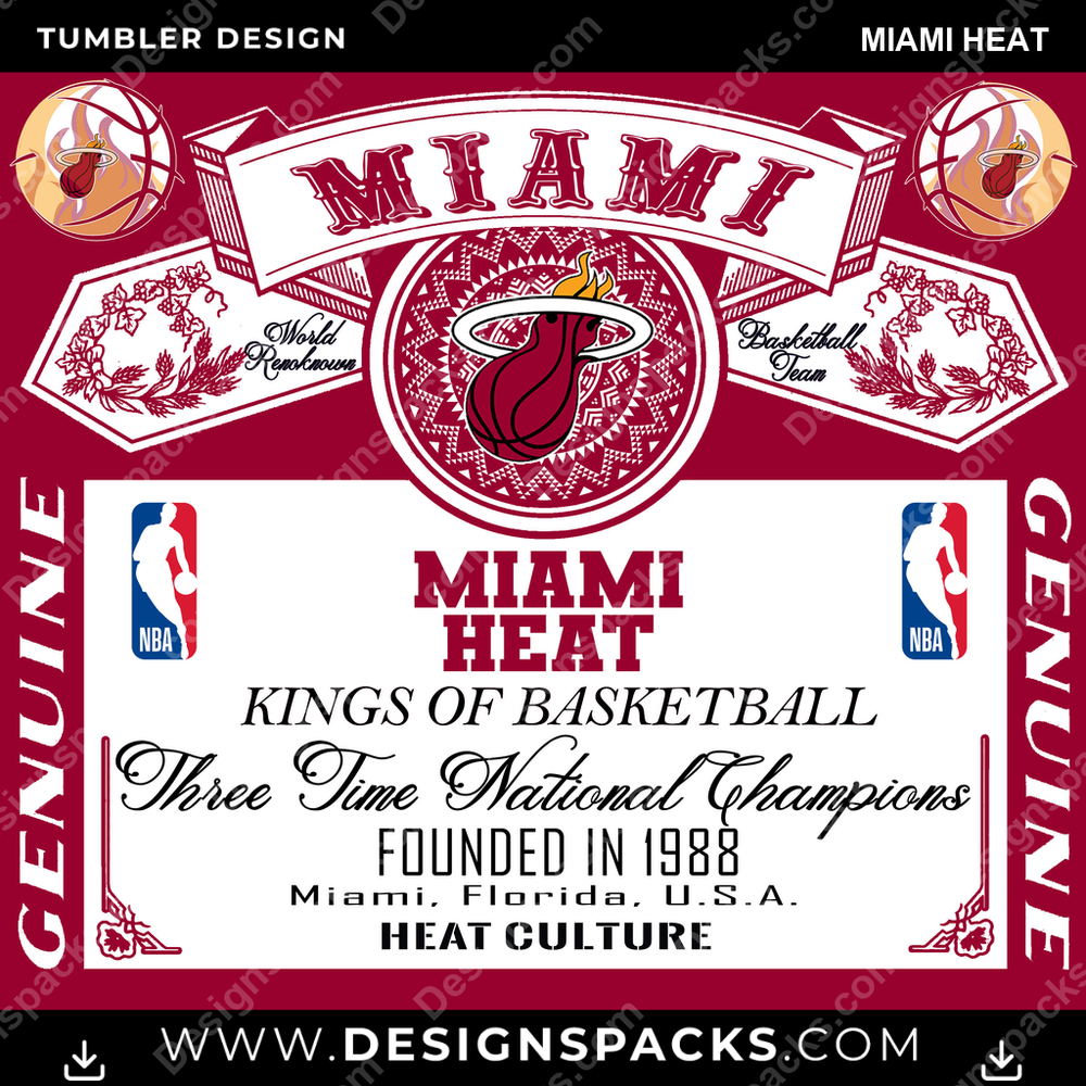 Basketball Budweiser Miami Heat Tumbler Digital Wrap Design