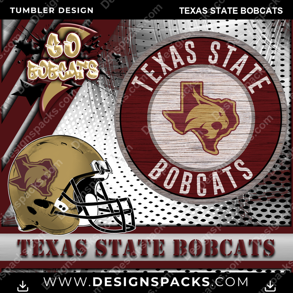 College Sport Go Team 2 Texas State Bobcats NCAA College Sport Tumbler Digital Wrap Design Download