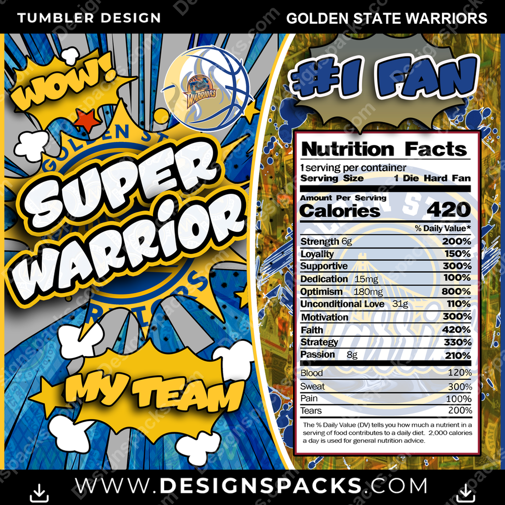 Basketball Super Team Golden State Warriors Tumbler Digital Wrap Design