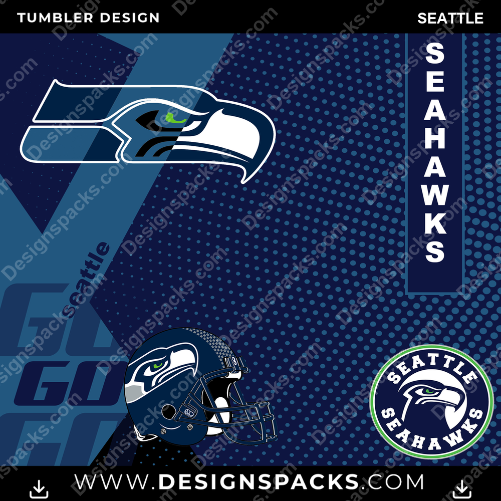 Football GO Seattle Tumbler Digital Wrap Design