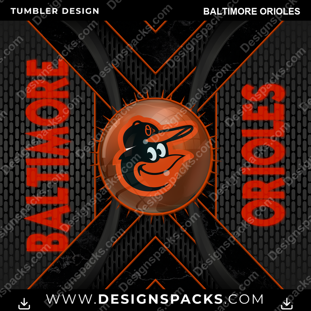 Baseball Metal Grating Baltimore Orioles Tumbler Digital Wrap Design