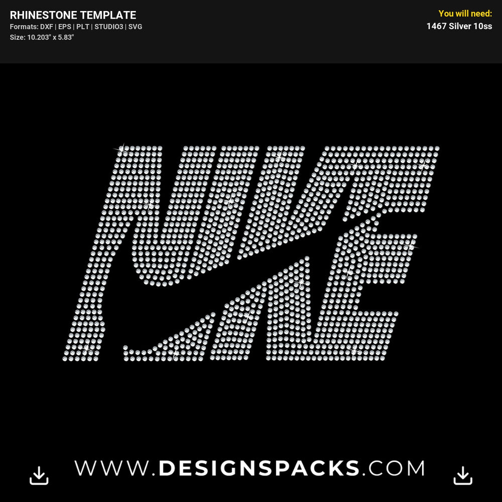 Nike Swoosh Center Logo Rhinestone Digital Template