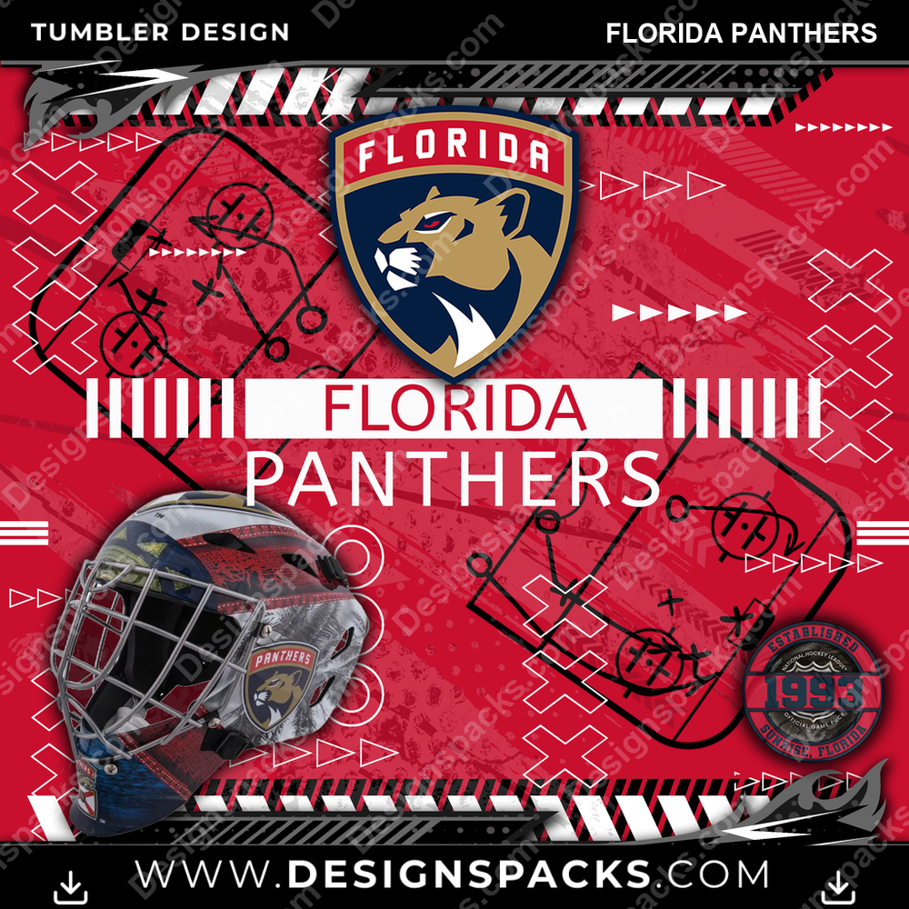 Hockey Xs & Os Florida Panthers Tumbler Digital Wrap Design