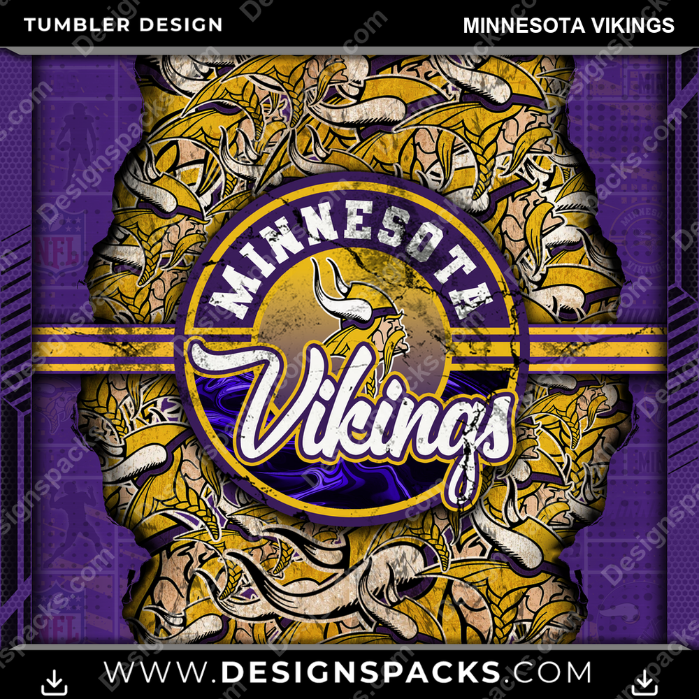 Football Ripped Minnesota Vikings Tumbler Digital Wrap Design