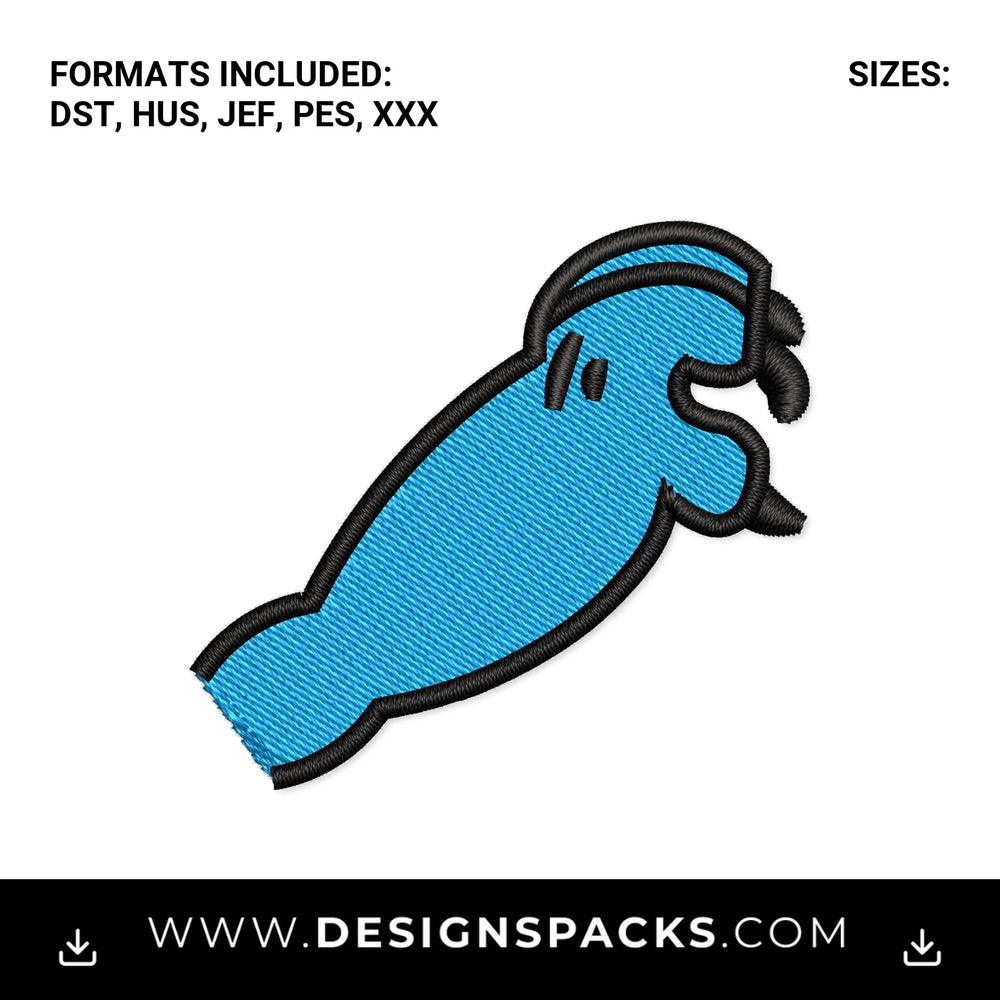 Blue Party Parrot Meme Embroidery Design - Instant digital download pattern at Designspacks.com