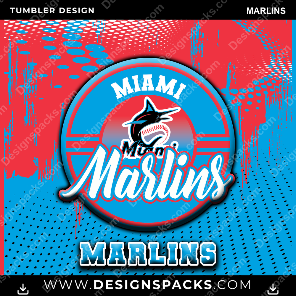 Baseball Dot Logo Marlins Tumbler Digital Wrap Design