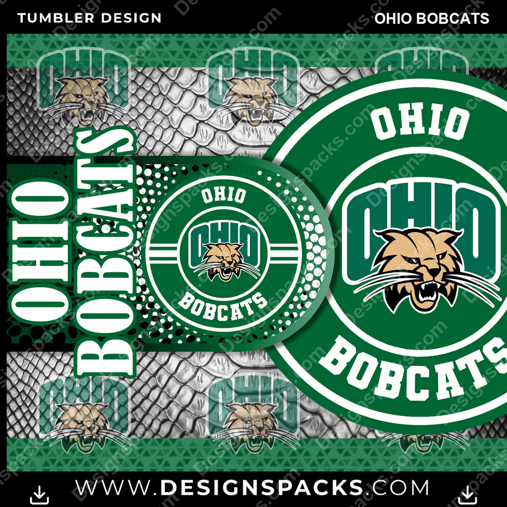 College Sport Hyper Ohio Bobcats Tumbler Digital Wrap Design