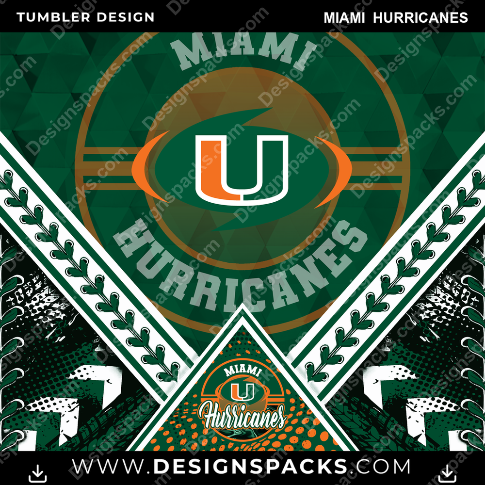 College Sport Diamond Miami Hurricanes NCAA College Sport Tumbler Digital Wrap Design Download