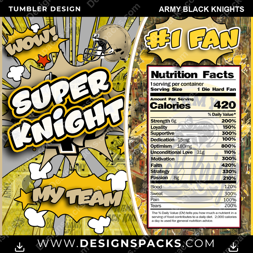 College Sport Super Team Army Black Knights NCAA College Sport Tumbler Digital Wrap Design Download