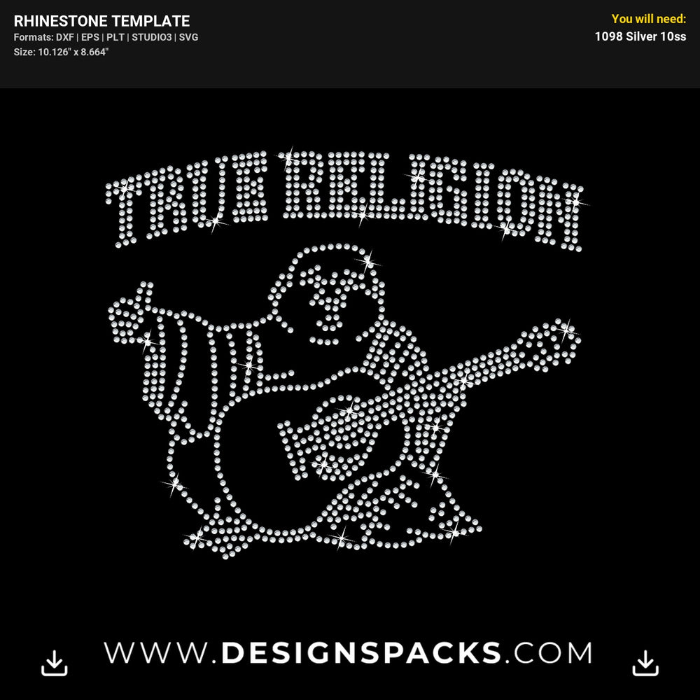 True Religion Buddha Rhinestone Digital Template