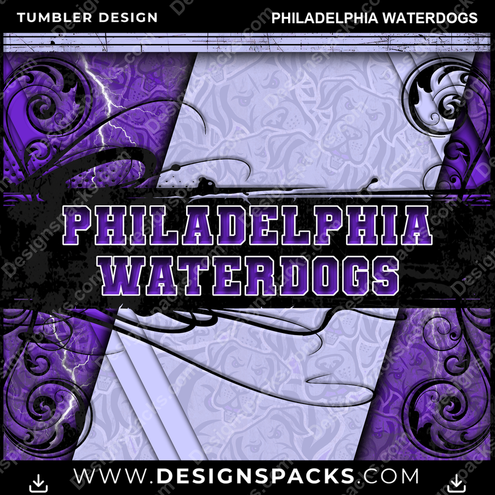 Lacrosse Elegant Philadelphia Waterdogs Tumbler Digital Wrap Design