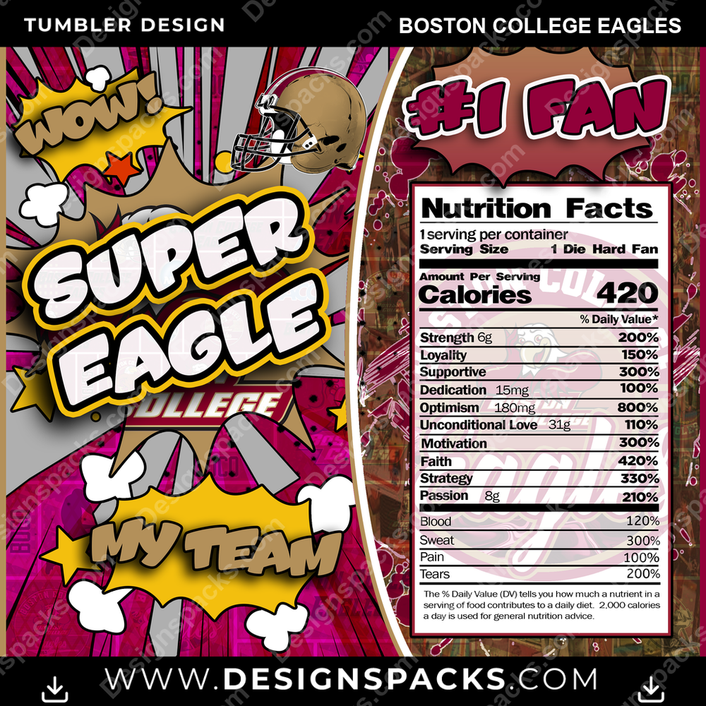 College Sport Super Team Boston College Eagles NCAA College Sport Tumbler Digital Wrap Design Download
