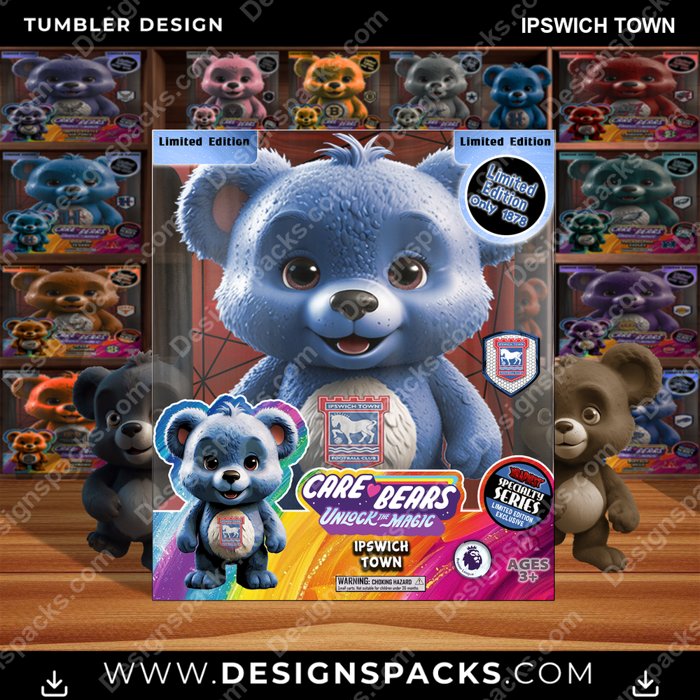 Soccer UK Care Bear Box Ipswich Town Tumbler Digital Wrap Design
