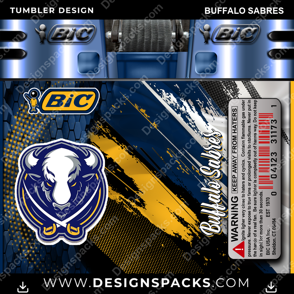 Hockey BIC Lighter Buffalo Sabres Tumbler Digital Wrap Design