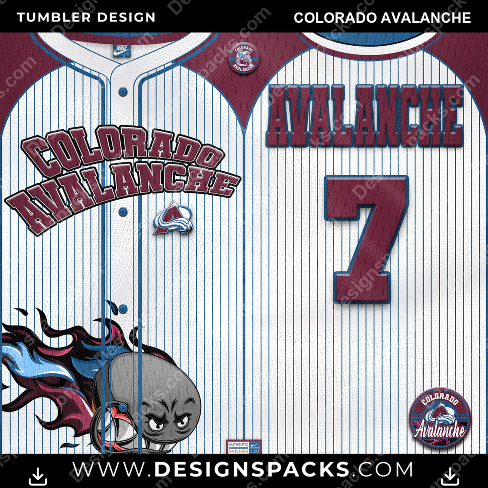 Ice Hockey Team Button-Up Jersey Colorado Avalanche NHL Hockey Tumbler Digital Wrap Design Download