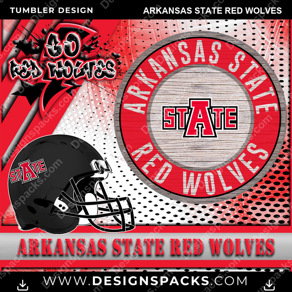 College Sport Go Team 2 Arkansas State Red Wolves NCAA College Sport Tumbler Digital Wrap Design Download
