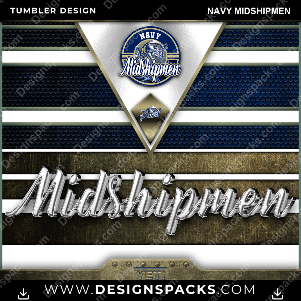 College Sport YETI Navy Midshipmen Tumbler Digital Wrap Design
