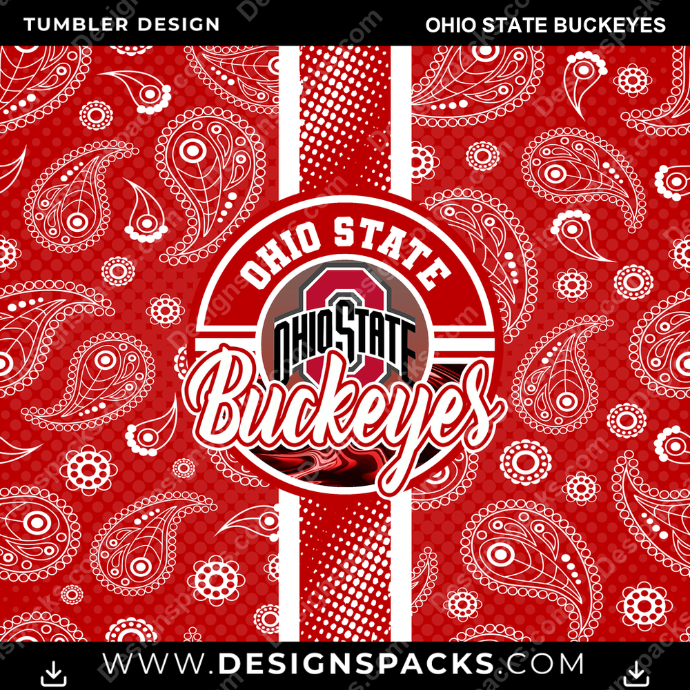College Sport Handkerchief Ohio State Buckeyes NCAA College Sport Tumbler Digital Wrap Design Download