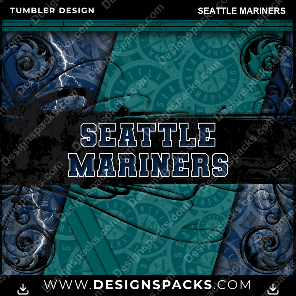Baseball Elegant Seattle Mariners Tumbler Digital Wrap Design