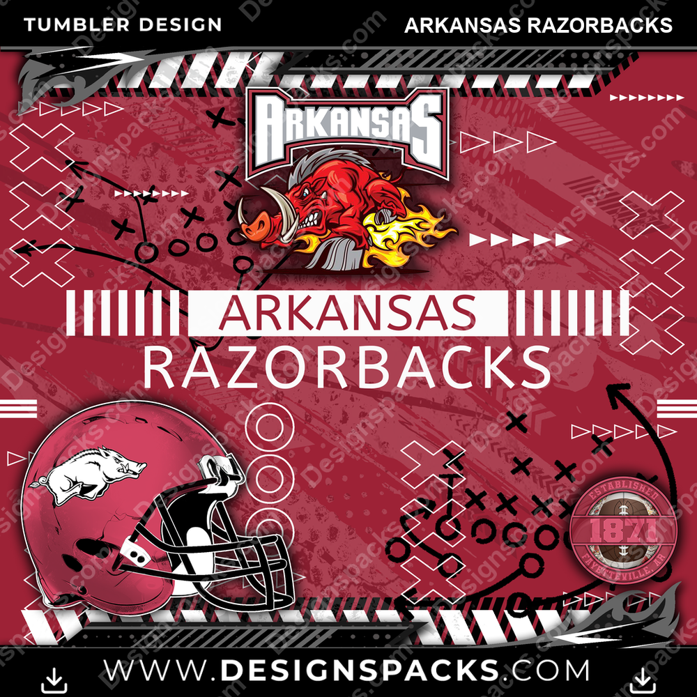College Sport Xs & Os Arkansas Razorbacks NCAA College Sport Tumbler Digital Wrap Design Download