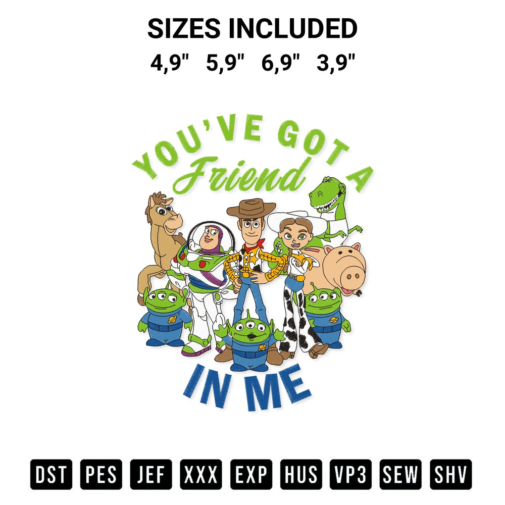 Elevate your next project with our Youve Got A Friend In Me Toy Story Logo Embroidery Design embroidery file. Shop high-quality digital patterns instantly at Designspacks.com. Available sizes: 4,9", 5,9", 6,9", 3,9".