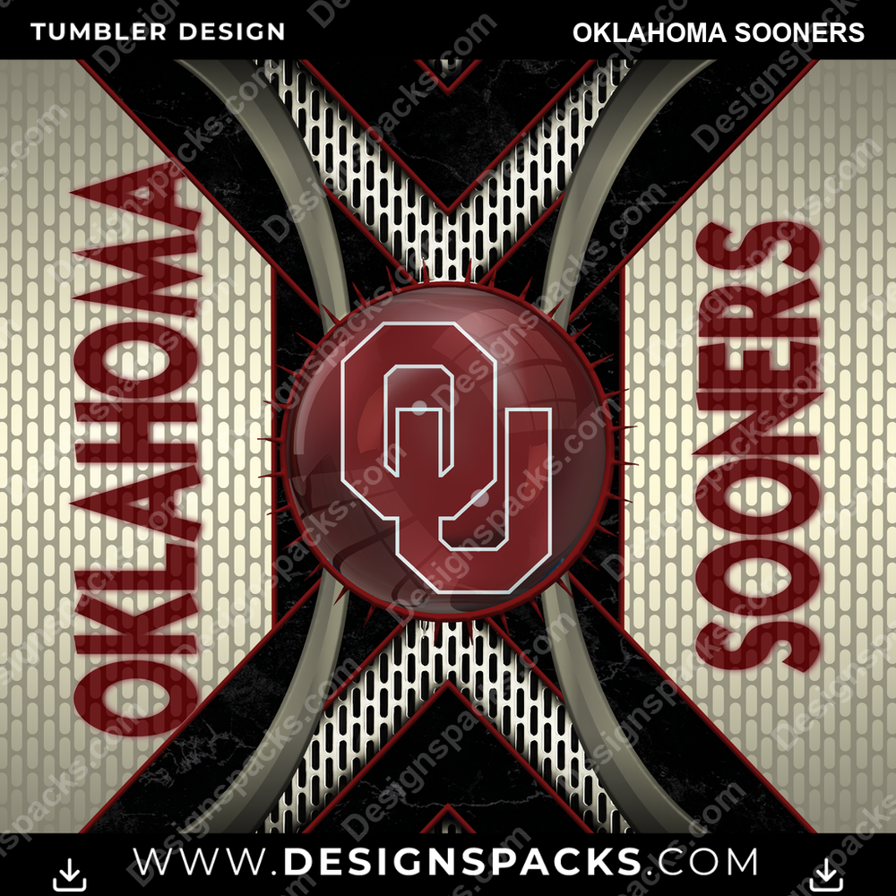College Sport Metal Grating Oklahoma Sooners NCAA College Sport Tumbler Digital Wrap Design Download