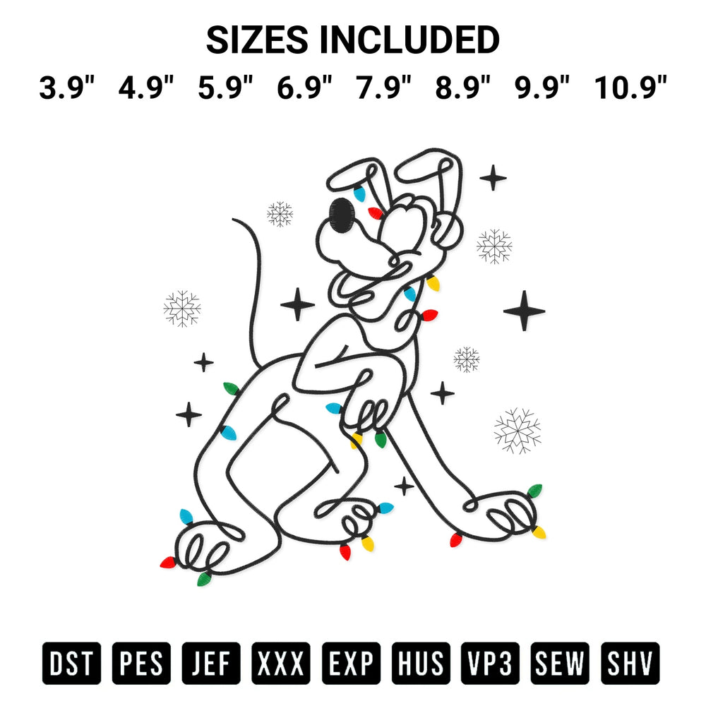Elevate your next project with our Pattern Pluto Christmas Lights Embroidery Design embroidery file. Shop high-quality digital patterns instantly at Designspacks.com. Available sizes: 3.9", 4.9", 5.9", 6.9", 7.9", 8.9", 9.9", 10.9".