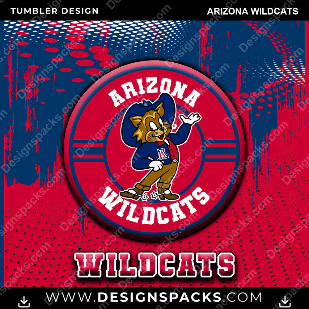 College Sport Dot Logo Arizona Wildcats NCAA College Sport Tumbler Digital Wrap Design Download