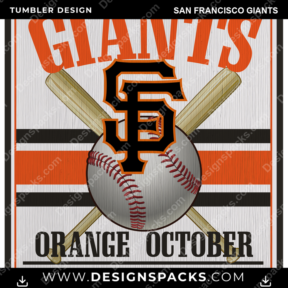 Baseball Vintage Wood Logo San Francisco Giants MLB Baseball Tumbler Digital Wrap Design Download