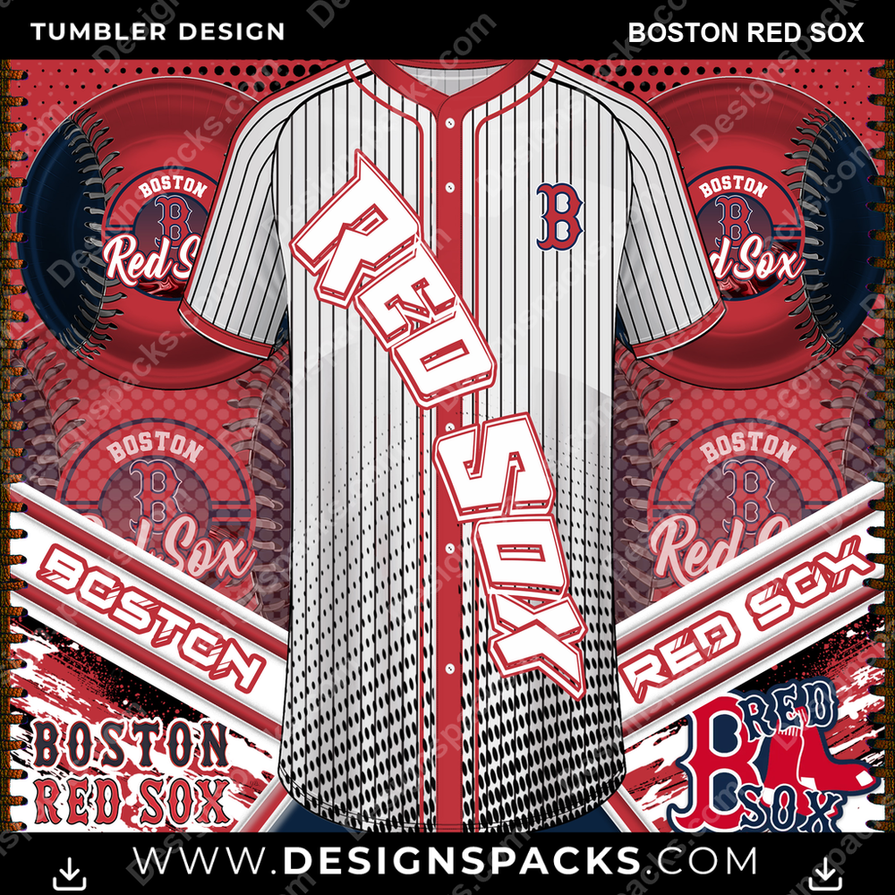Baseball Jersey Team Boston Red Sox Tumbler Digital Wrap Design