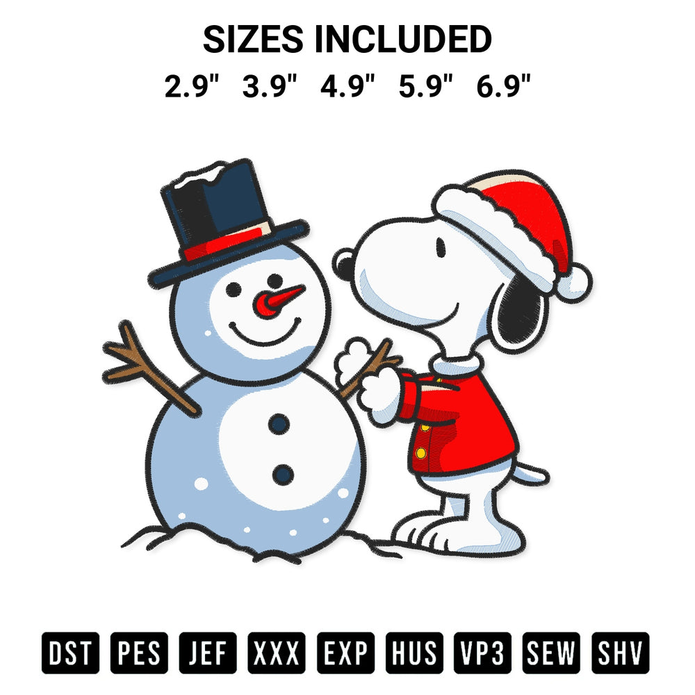 Get the Snoopy Building A Snowman Embroidery Design embroidery design for your custom crafts! Premium digitized files available for instant download at Designspacks.com. Available sizes: 2.9", 3.9", 4.9", 5.9", 6.9".