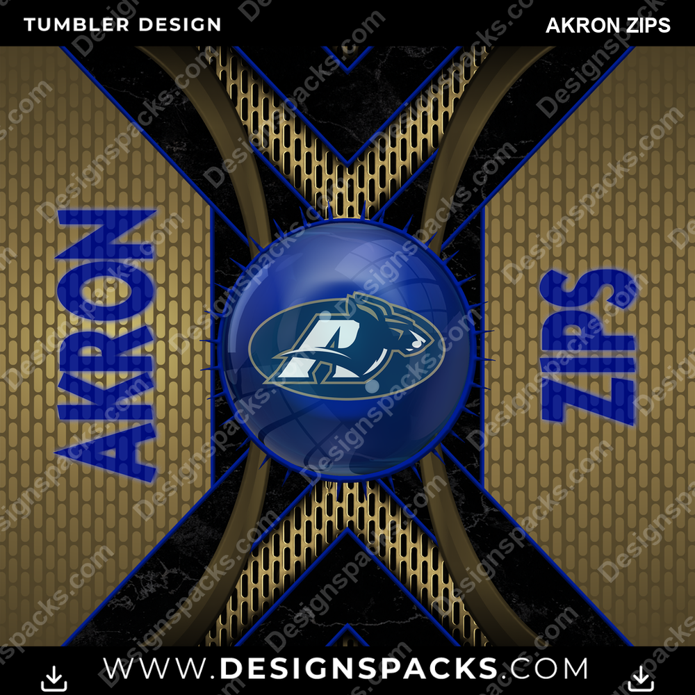 College Sport Metal Grating Akron Zips NCAA College Sport Tumbler Digital Wrap Design Download