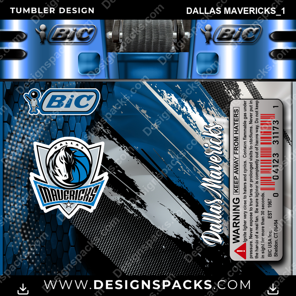 Basketball BIC Lighter Dallas Mavericks_1 Tumbler Digital Wrap Design