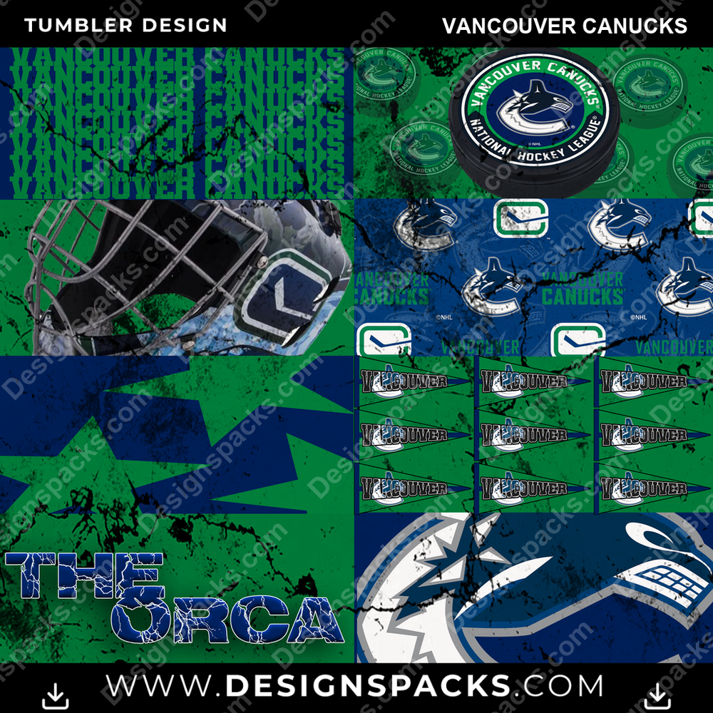 Hockey Distressed BG Vancouver Canucks Tumbler Digital Wrap Design