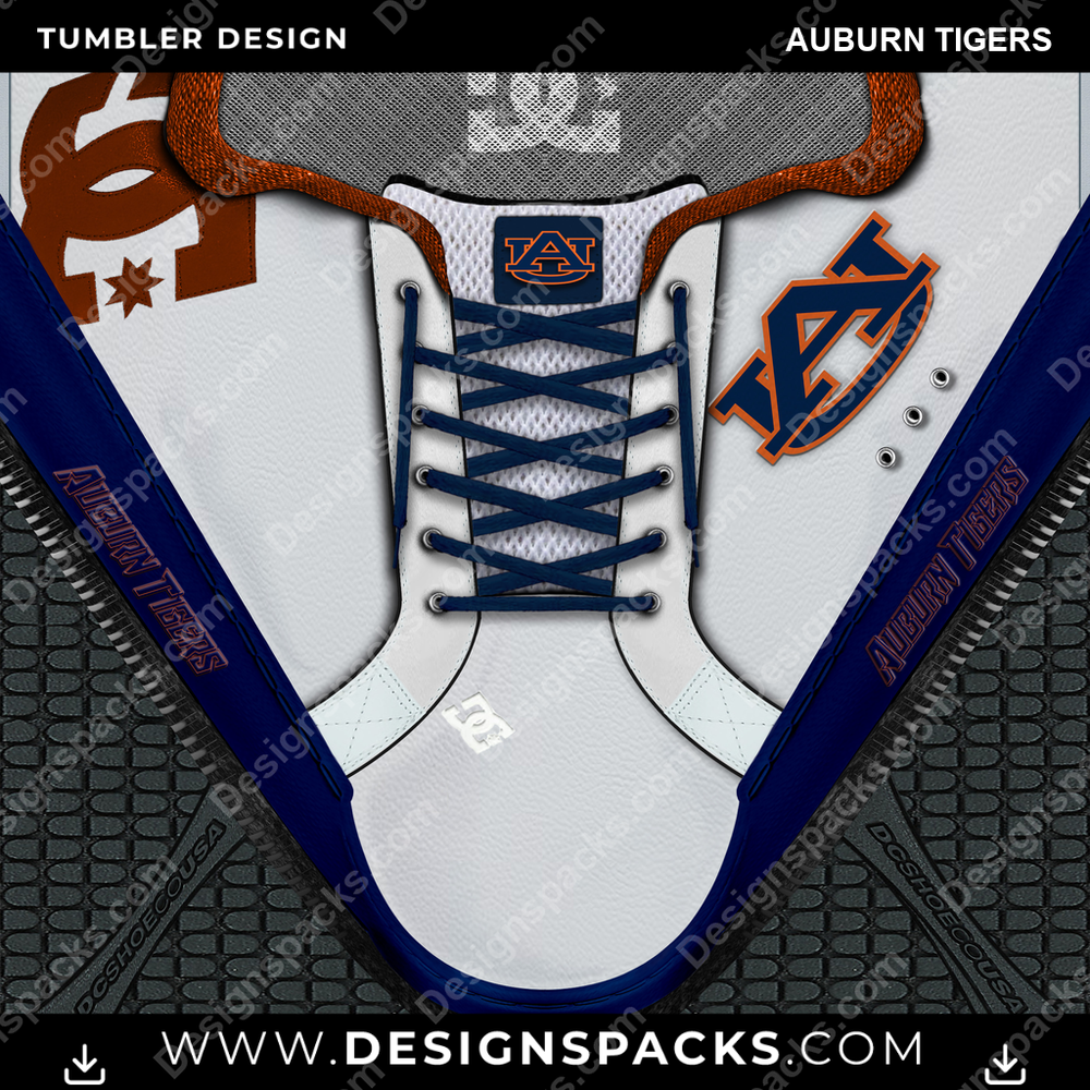 College Sport DC Sneaker Auburn Tigers NCAA College Sport Tumbler Digital Wrap Design Download