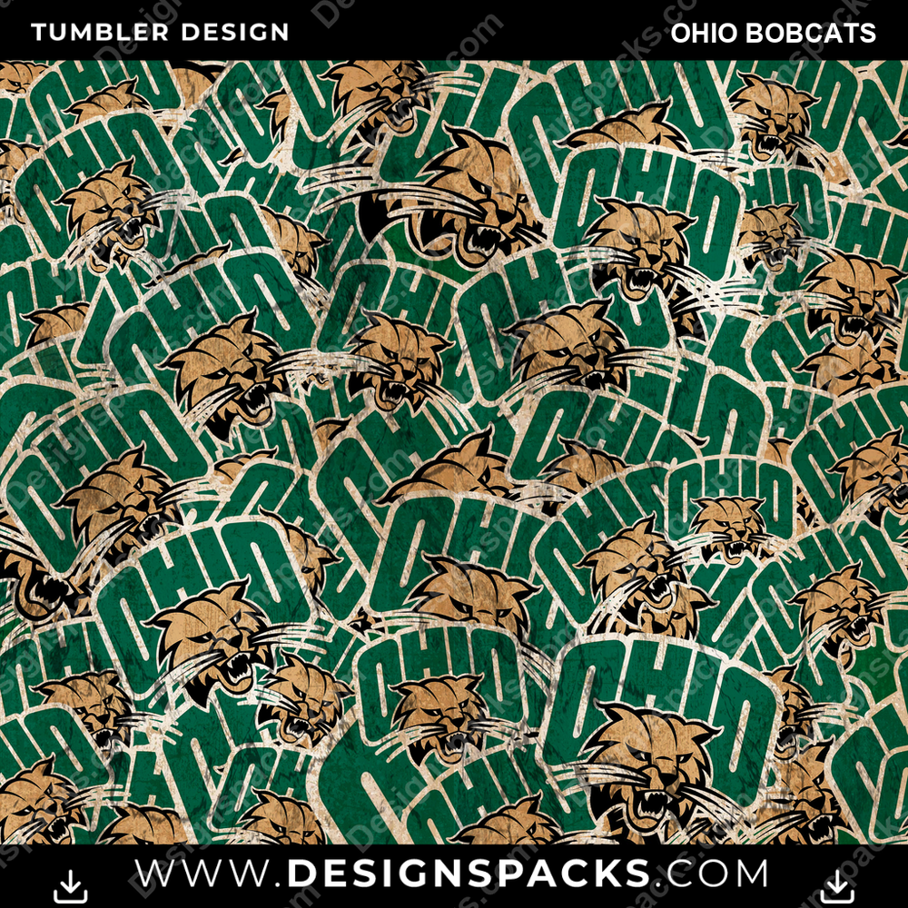 College Sport Logo BG Ohio Bobcats NCAA College Sport Tumbler Digital Wrap Design Download
