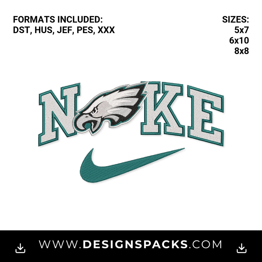 Philadelphia Eagles Nike Swoosh Logo Embroidery Design - Instant digital download pattern at Designspacks.com