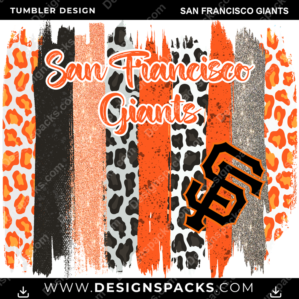 Baseball Brush Strokes San Francisco Giants Tumbler Digital Wrap Design