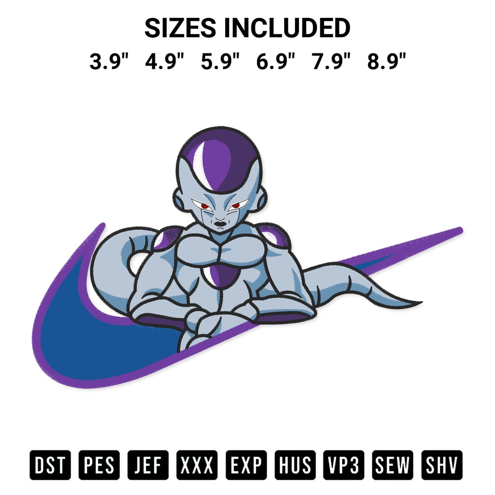 Download the Swoosh Frieza Embroidery Design machine embroidery design exclusively at Designspacks.com. Premium digitized pattern for apparel and DIY crafts. Available sizes: 3.9", 4.9", 5.9", 6.9", 7.9", 8.9".